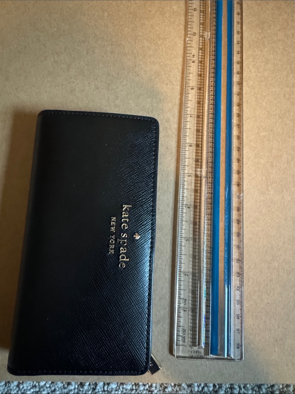 kate spade Black Saffiano Zip Wallet with Gold Logo - Picture 9 of 9